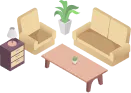 A moderate amount of furniture