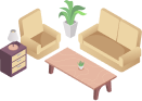 A moderate amount of furniture